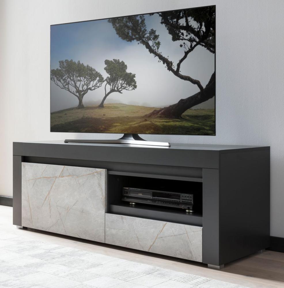 TV-Lowboard Airen in anthrazit und Marmor grau Optik 140 cm Bild 1