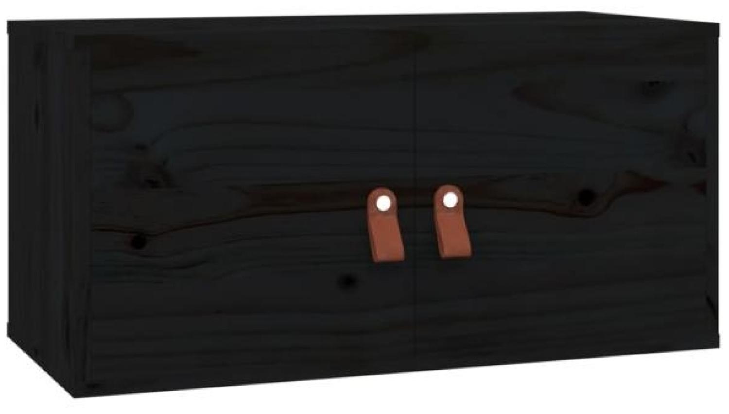 Wandschrank Schwarz 60x30x30 cm Massivholz Kiefer Bild 1
