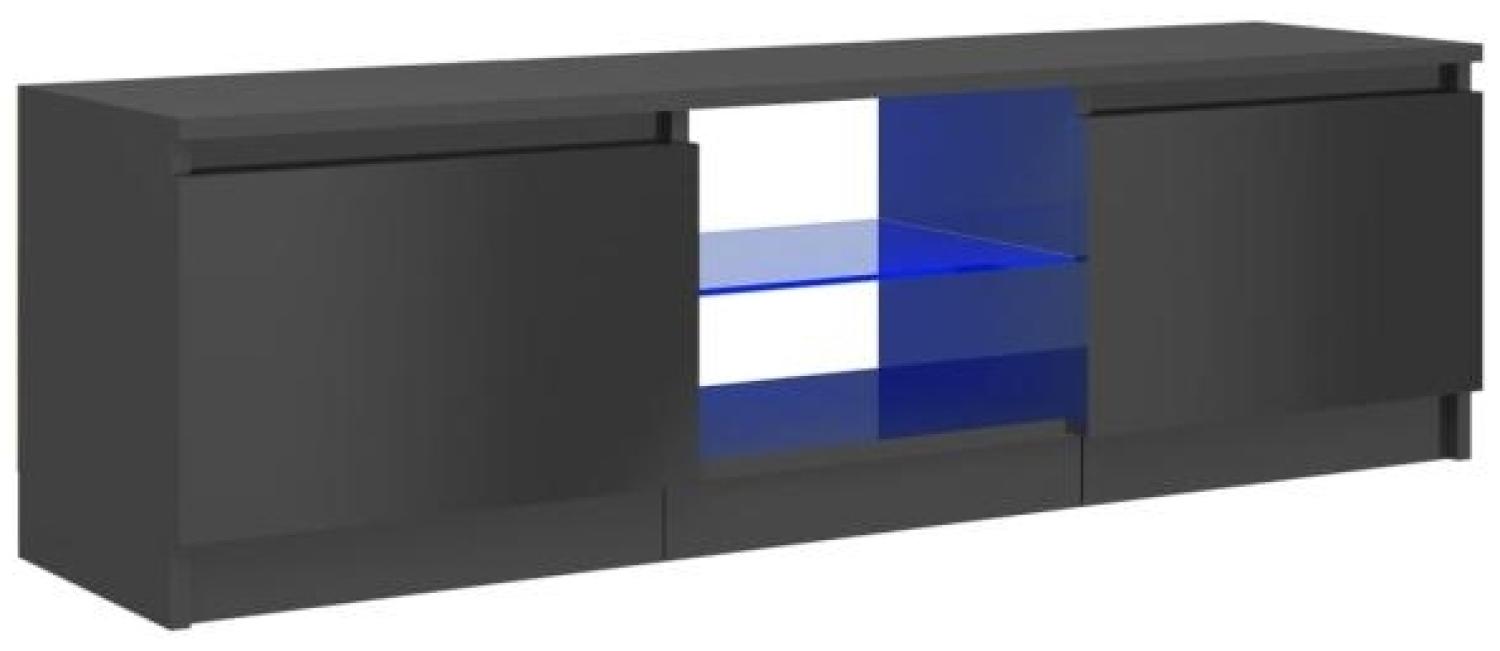 vidaXL TV-Schrank mit LED-Leuchten Hochglanz-Grau 120x30x35,5 cm Bild 1