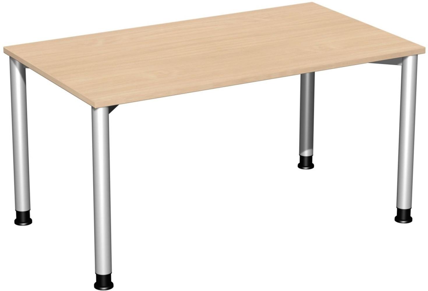 Schreibtisch '4 Fuß Flex' höhenverstellbar, 140x80cm, Buche / Silber Bild 1