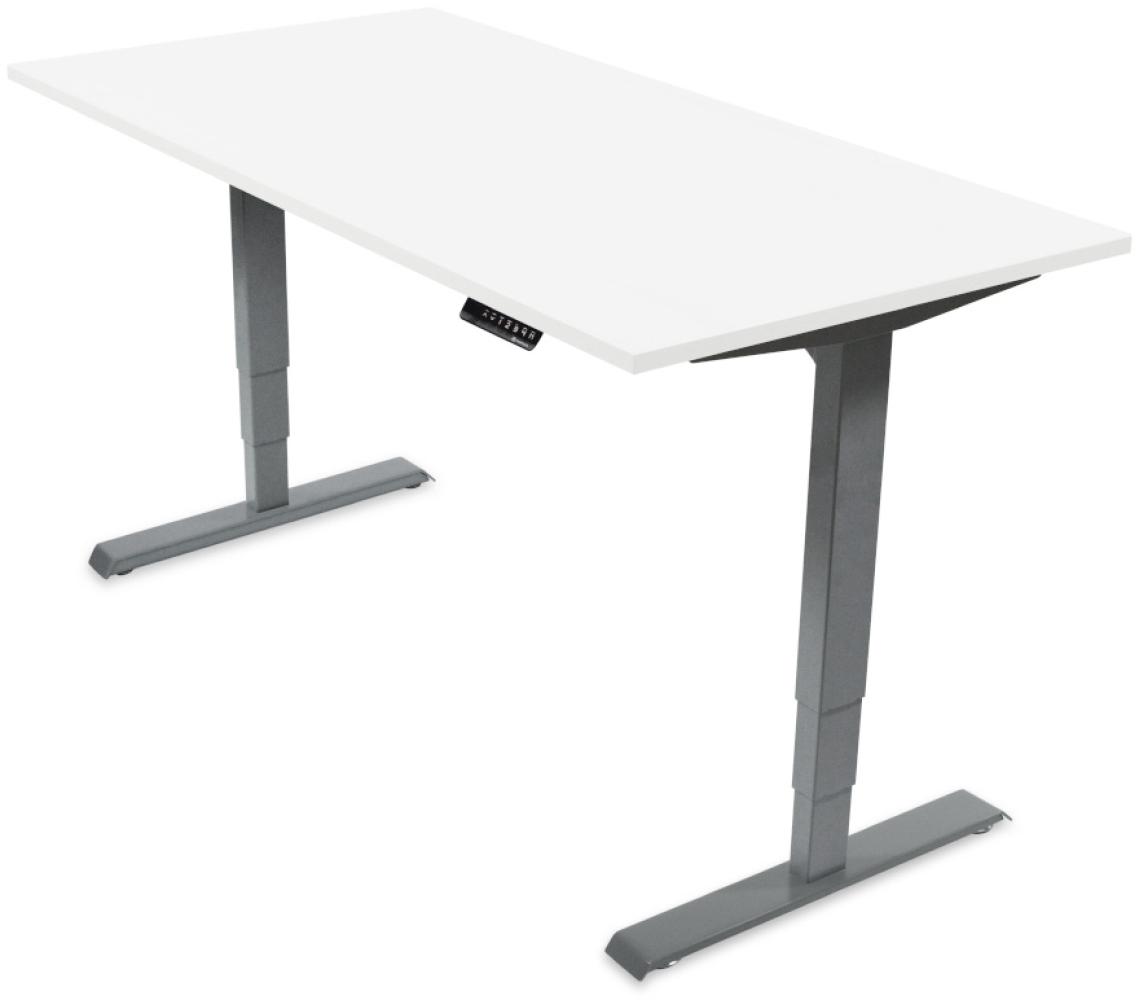 Desktopia Pro - Elektrisch höhenverstellbarer Schreibtisch / Ergonomischer Tisch mit Memory-Funktion, 5 Jahre Garantie - (Weiß, 180x80 cm, Gestell Grau) Bild 1