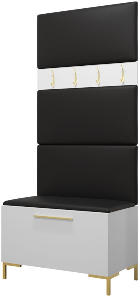Garderoben-Set Zinetto III mit 4 Stück Gepolstertes Wandpaneel Pag 84x42 (Weiß + Gold, Soft 011) Bild 1