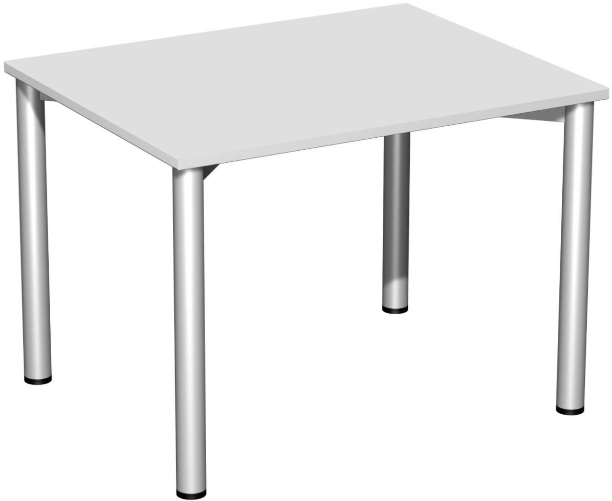 Schreibtisch '4 Fuß Flex', feste Höhe 100x80cm, Lichtgrau / Silber Bild 1