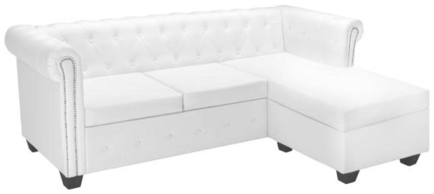vidaXL Chesterfield Sofa in L-Form Kunstleder Weiß [275225] Bild 1