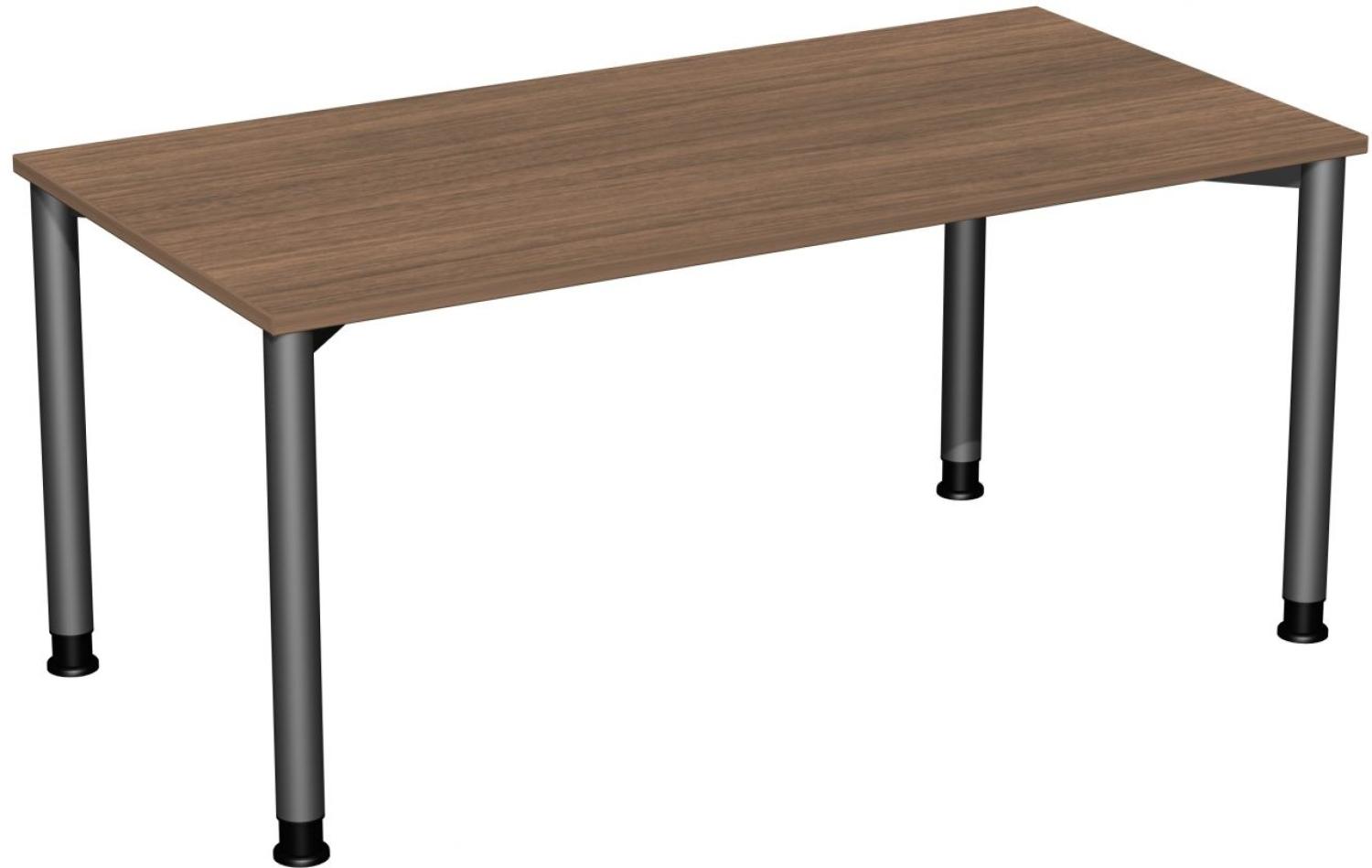 Schreibtisch '4 Fuß Flex' höhenverstellbar, 160x80cm, Nussbaum / Anthrazit Bild 1