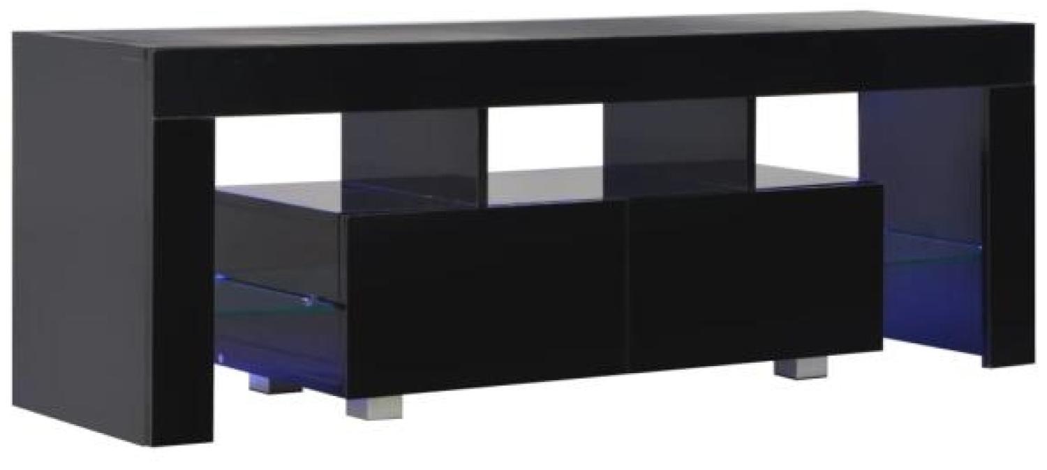 vidaXL TV-Schrank mit LED-Leuchten Hochglanz-Schwarz 130 x 35 x 45 cm Bild 1
