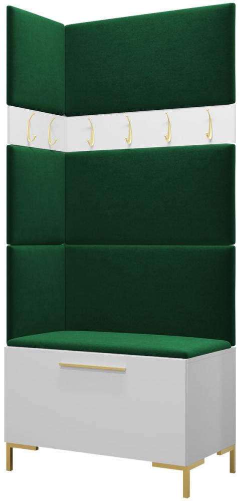 Garderoben-Set Zinetto IV mit 4 Stück Gepolstertes Wandpaneel Pag 84x42 und 3 Stück 42x42 (Weiß + Gold, Manila 35) Bild 1