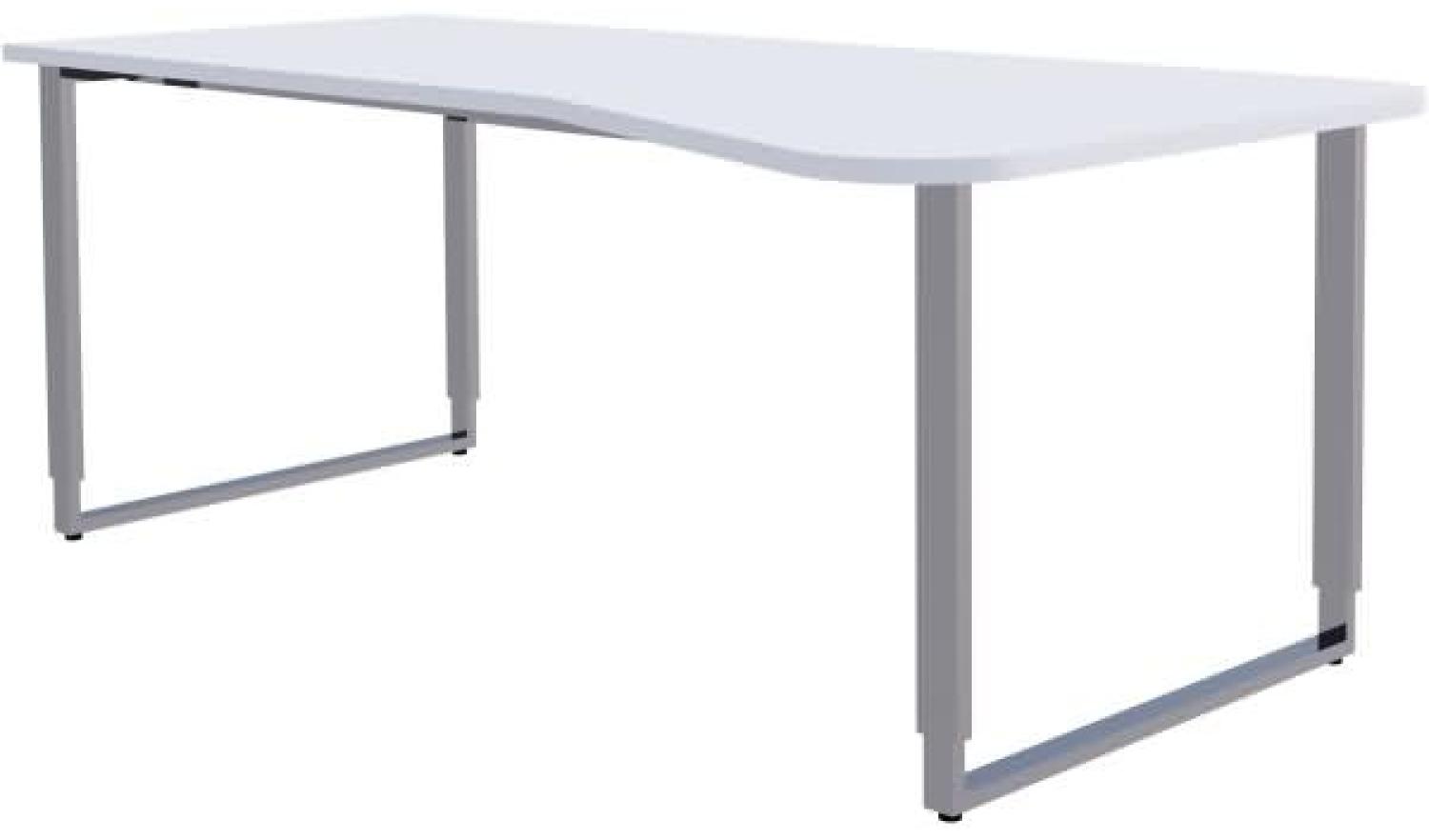 Freiformtisch Aveto, 195x80/100x68-82 cm, Bügelgestell, Weiß Bild 1