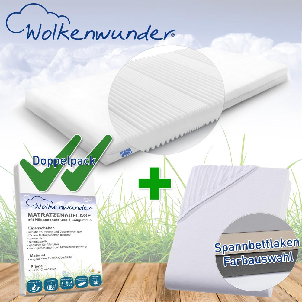 Wolkenwunder Multi Matratze / 2x Hygieneauflage / Spannbetttuch (weiß) 100x200 cm Bild 1