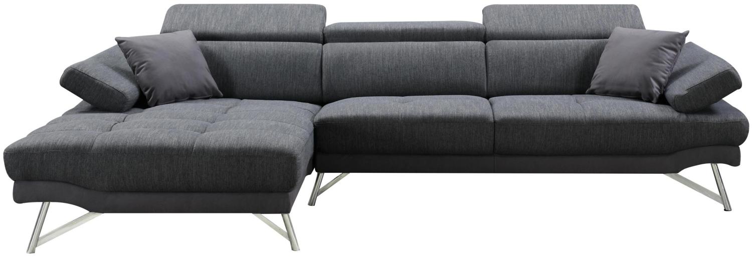 Sofa HWC-H92, Couch Ecksofa L-Form 3-Sitzer, Liegefläche ~ links, anthrazit-grau Bild 1
