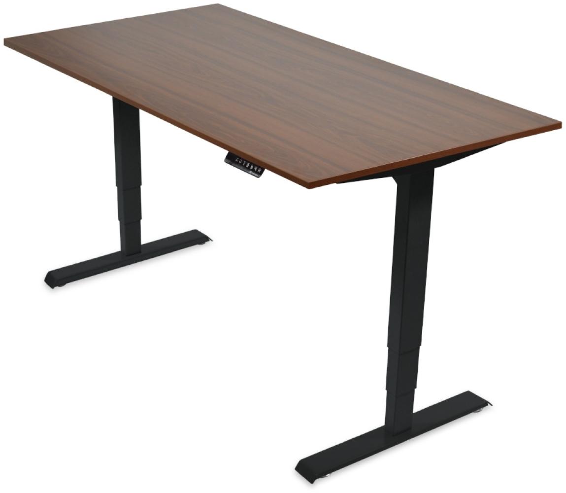 Desktopia Pro - Elektrisch höhenverstellbarer Schreibtisch / Ergonomischer Tisch mit Memory-Funktion, 5 Jahre Garantie - (Nussbaum, 120x80 cm, Gestell Schwarz) Bild 1