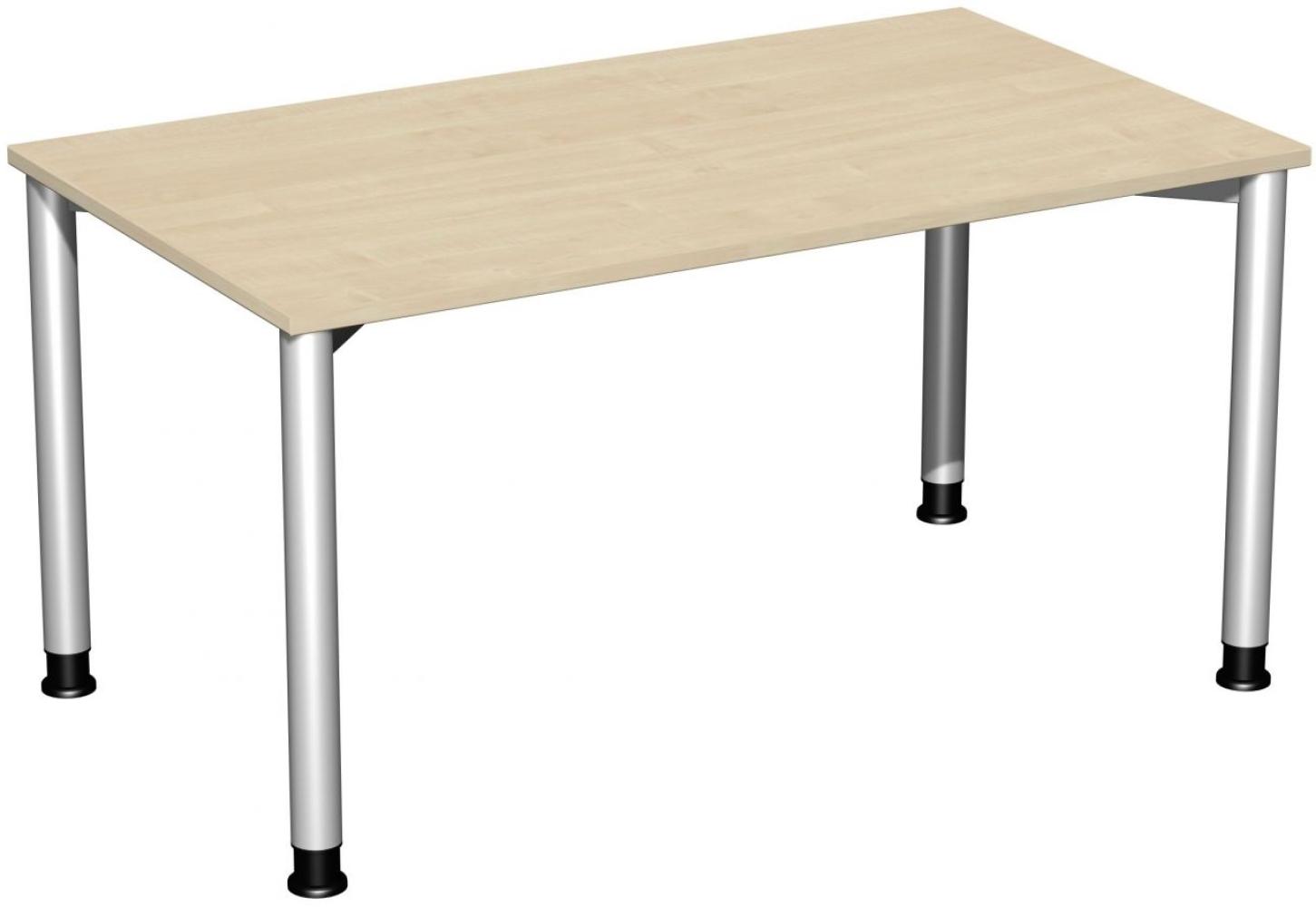 Schreibtisch '4 Fuß Flex' höhenverstellbar, 140x80cm, Ahorn / Silber Bild 1