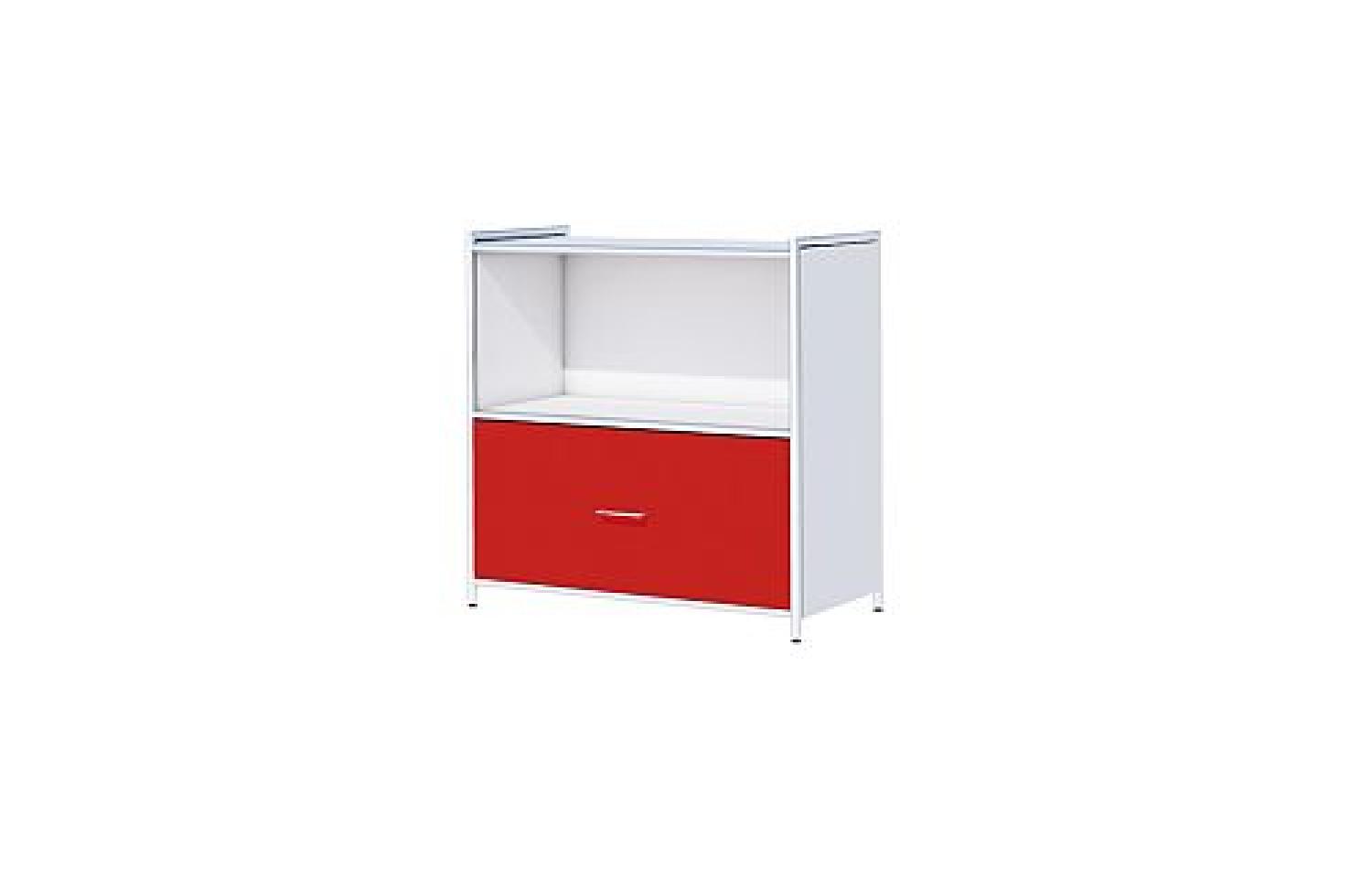 Sideboard mit Schubfach Artline, 80x38x78cm, Weiß / Rot Bild 1
