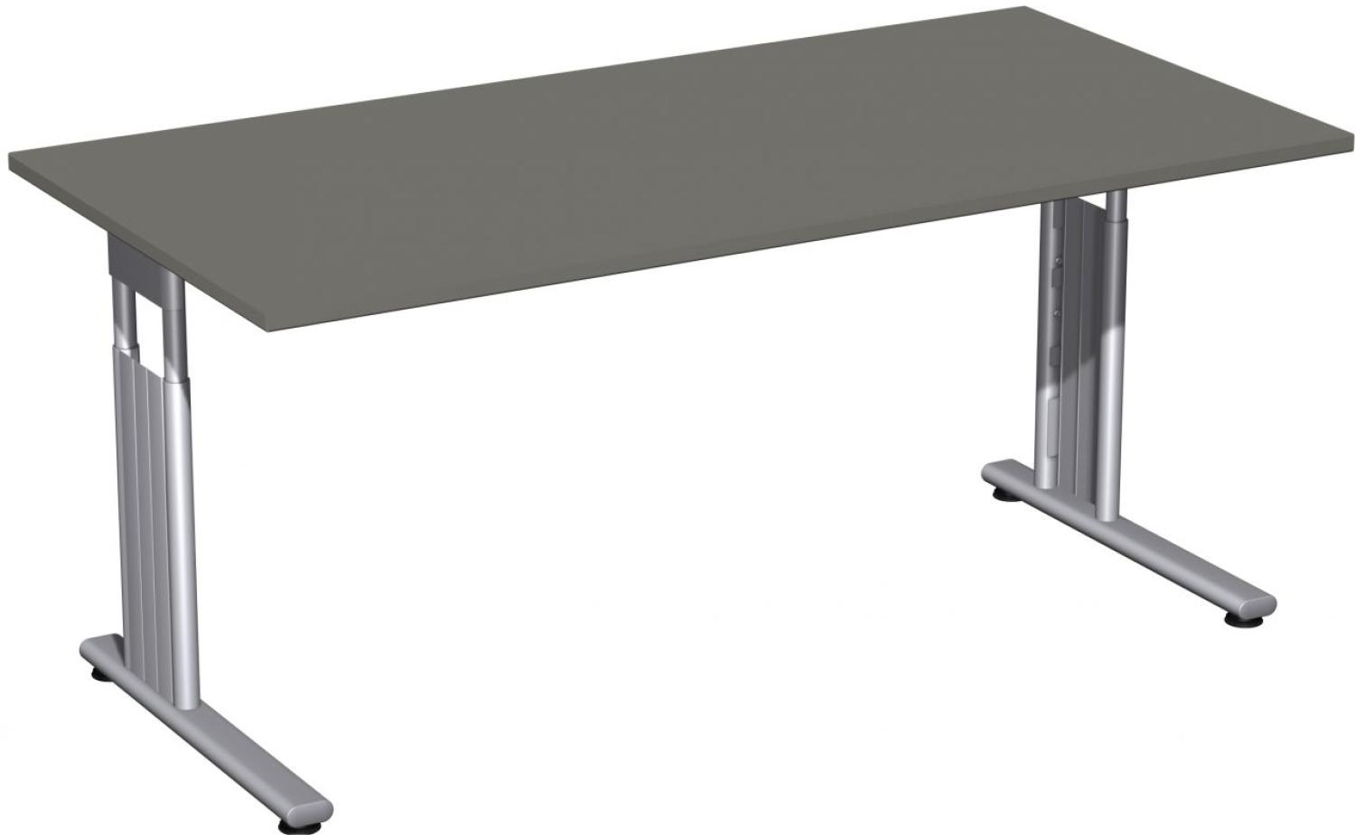Schreibtisch 'C Fuß Flex' höhenverstellbar, 160x80cm, Graphit / Silber Bild 1