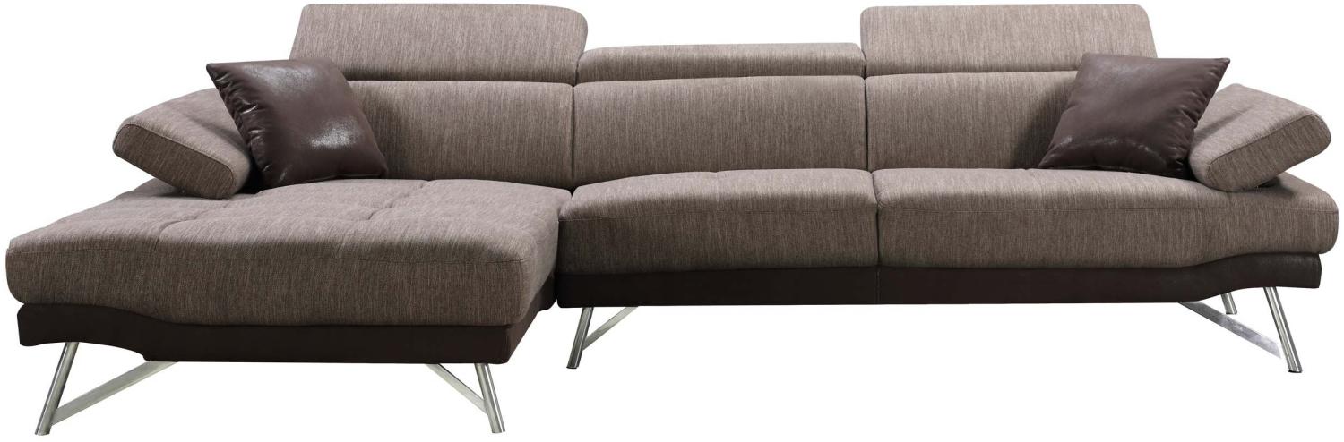 Sofa HWC-H92, Couch Ecksofa L-Form 3-Sitzer, Liegefläche ~ links, braun Bild 1