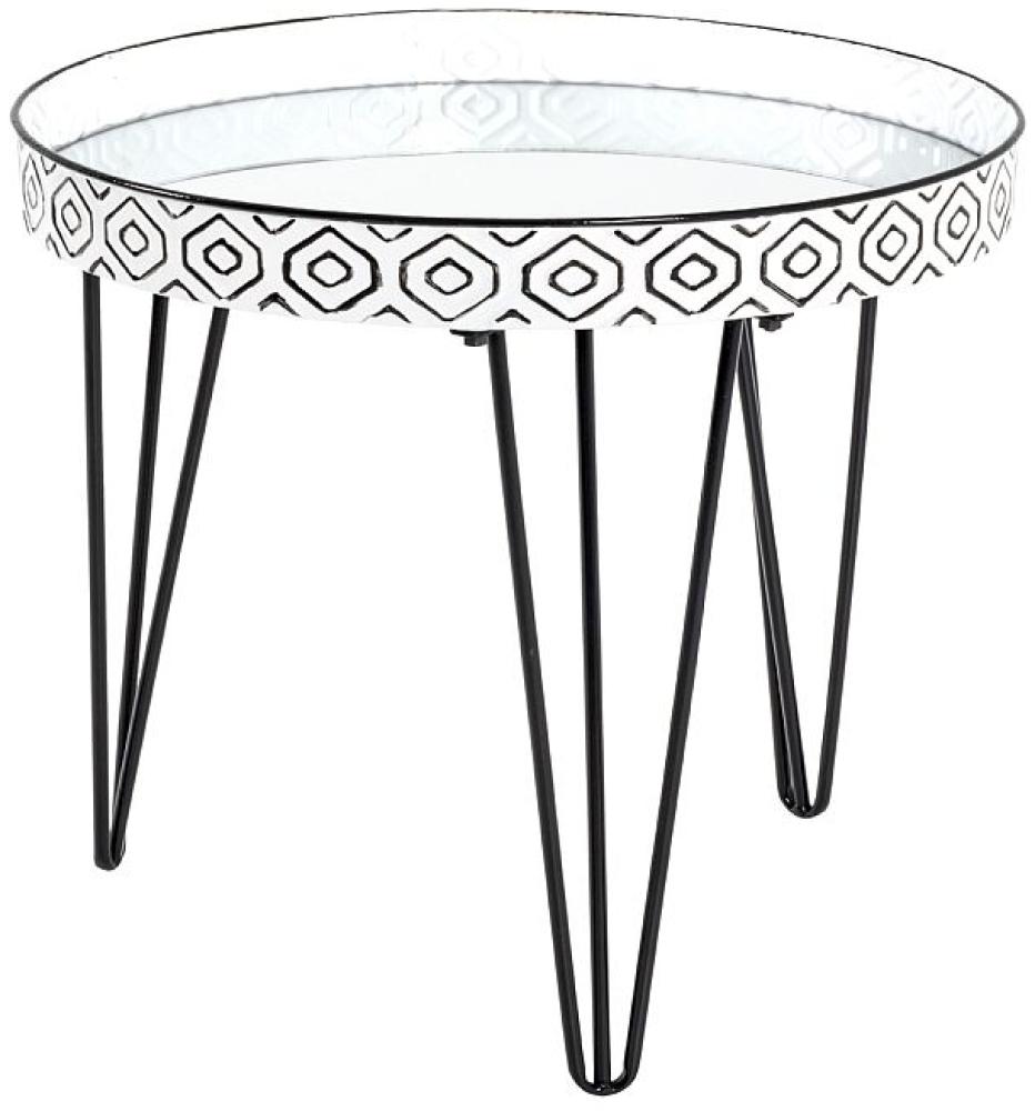 Couchtisch mit Tischplatte aus Spiegelglas, schwarz/weiß, rund, Ø 65cm Bild 1