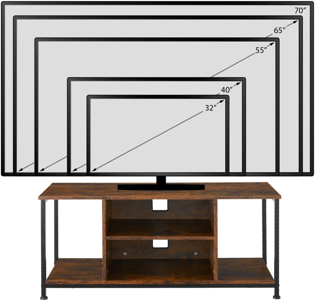 TV-Regal mit 4 offenen Fächern und verstellbarem Einlegeboden - 110 cm, Industrial dunkelbraun Bild 1