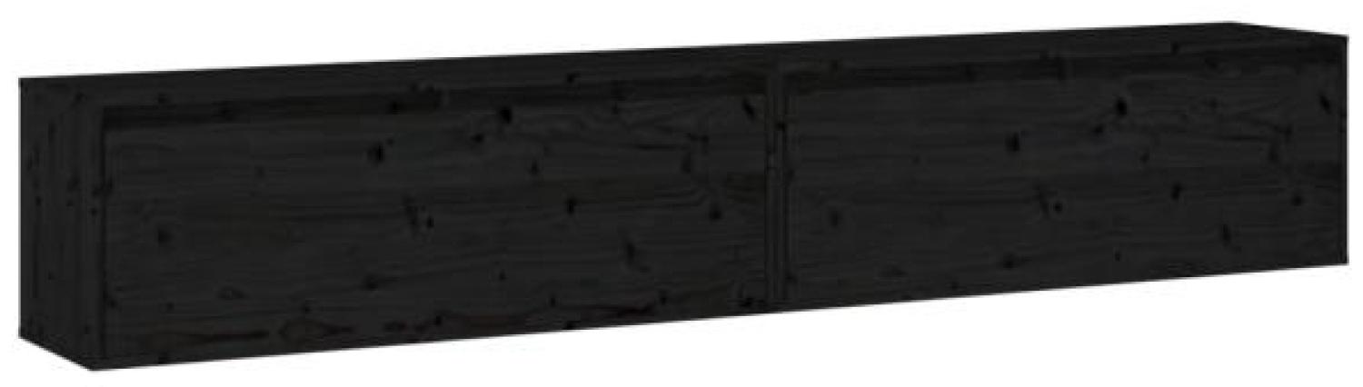 Wandschränke 2 Stk. Schwarz 100x30x35 cm Massivholz Kiefer Bild 1