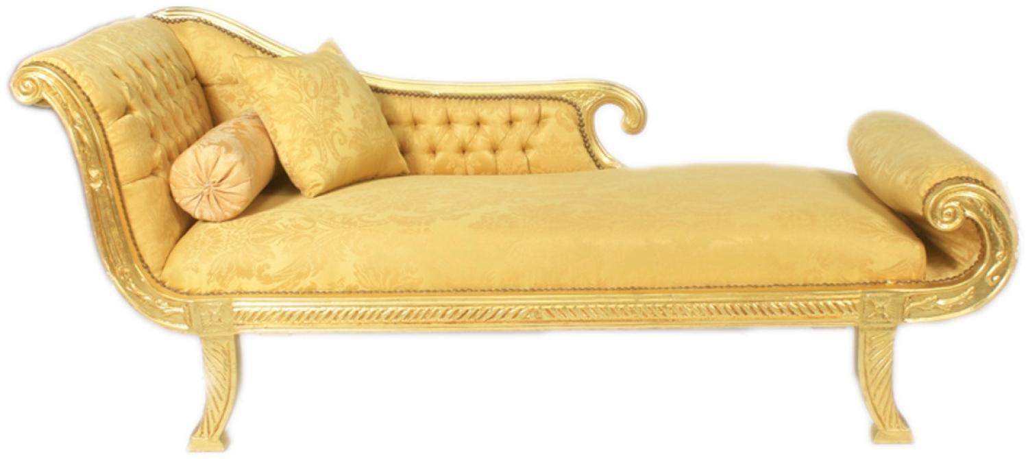 Casa Padrino Barock Chaiselongue Modell XXL Gold Muster / Gold Linke Seite - Antik Stil - Recamiere Wohnzimmer Möbel Bild 1
