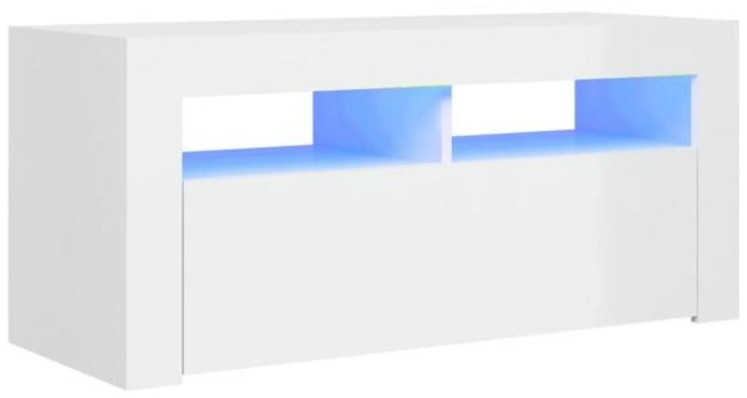vidaXL TV-Schrank mit LED-Leuchten Hochglanz-Weiß 90x35x40 cm, Mit Beleuchtung [804325] Bild 1