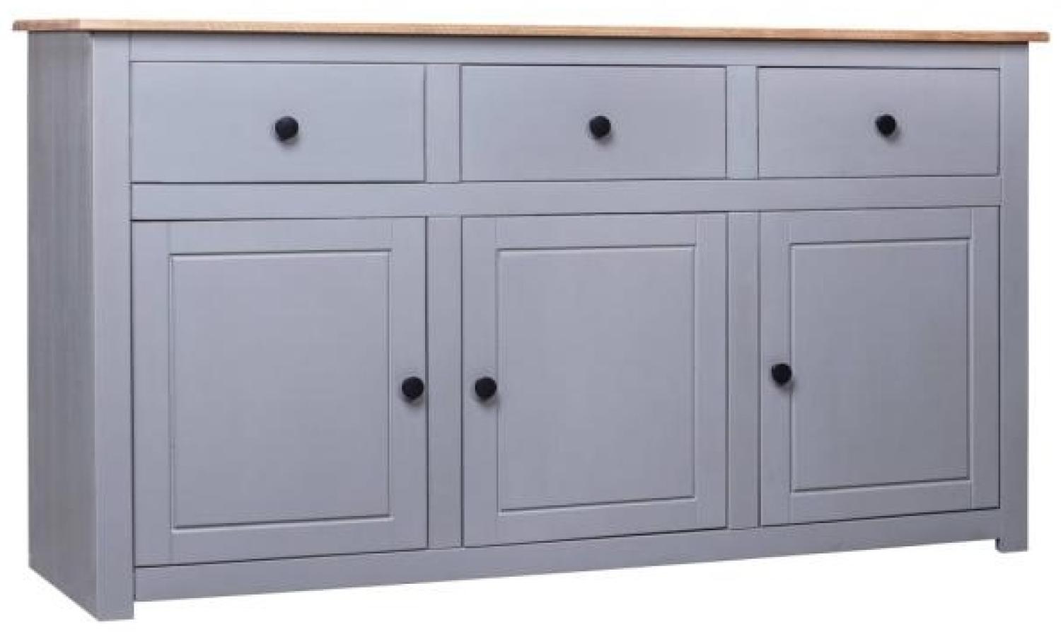 vidaXL Sideboard Grau 135 x 40 x 80 cm Massivholz Panama-Kiefer Bild 1