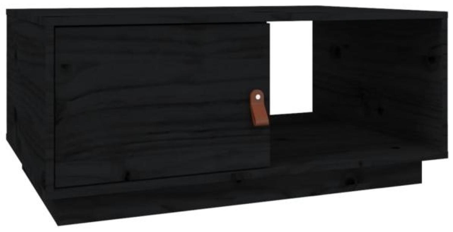 Couchtisch Schwarz 80x50x35,5 cm Massivholz Kiefer Bild 1