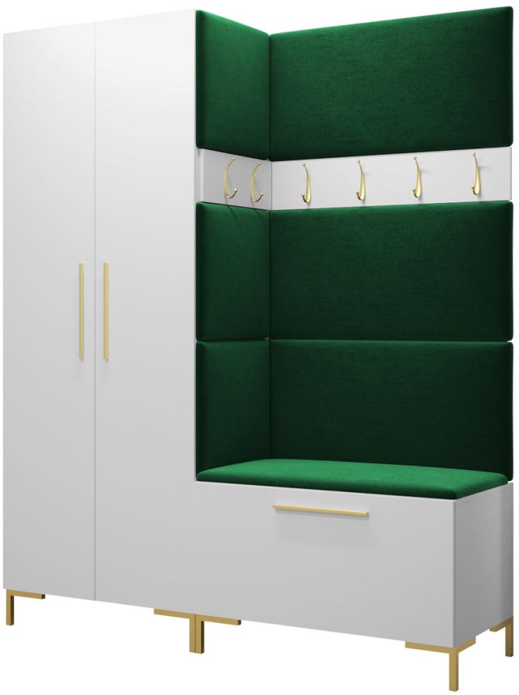 Garderoben-Set Zinetto I mit 4 Stück Gepolstertes Wandpaneel Pag 84x42 und 3 Stück 42x42 (Weiß + Gold, Manila 35) Bild 1