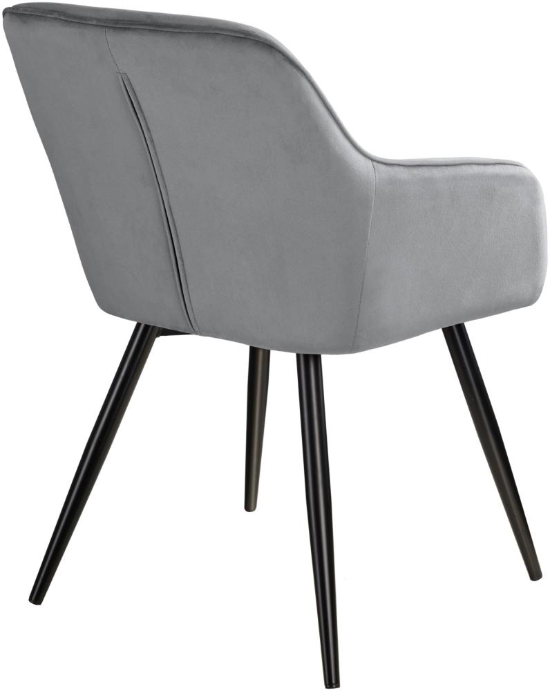 Stuhl Marilyn Samtoptik, schwarze Stuhlbeine - grau/schwarz Bild 1