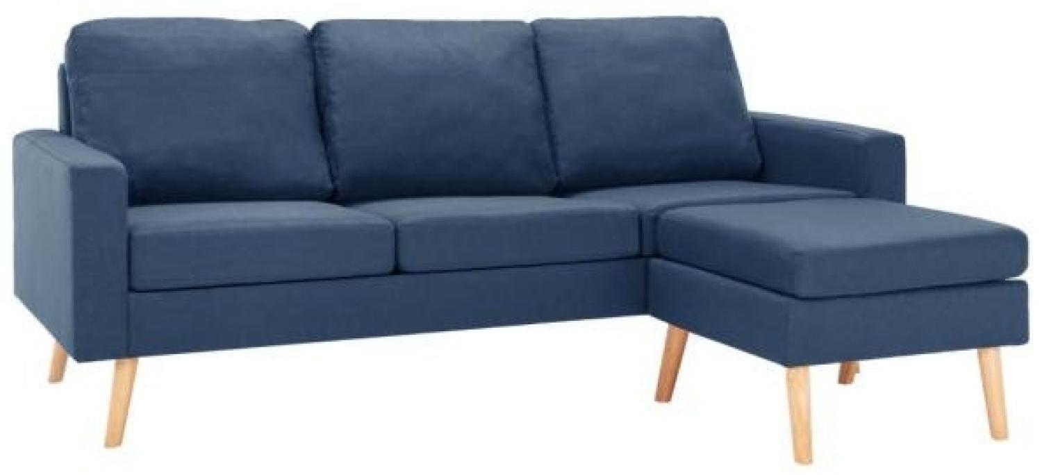 vidaXL 3-Sitzer-Sofa mit Hocker Blau Stoff Bild 1