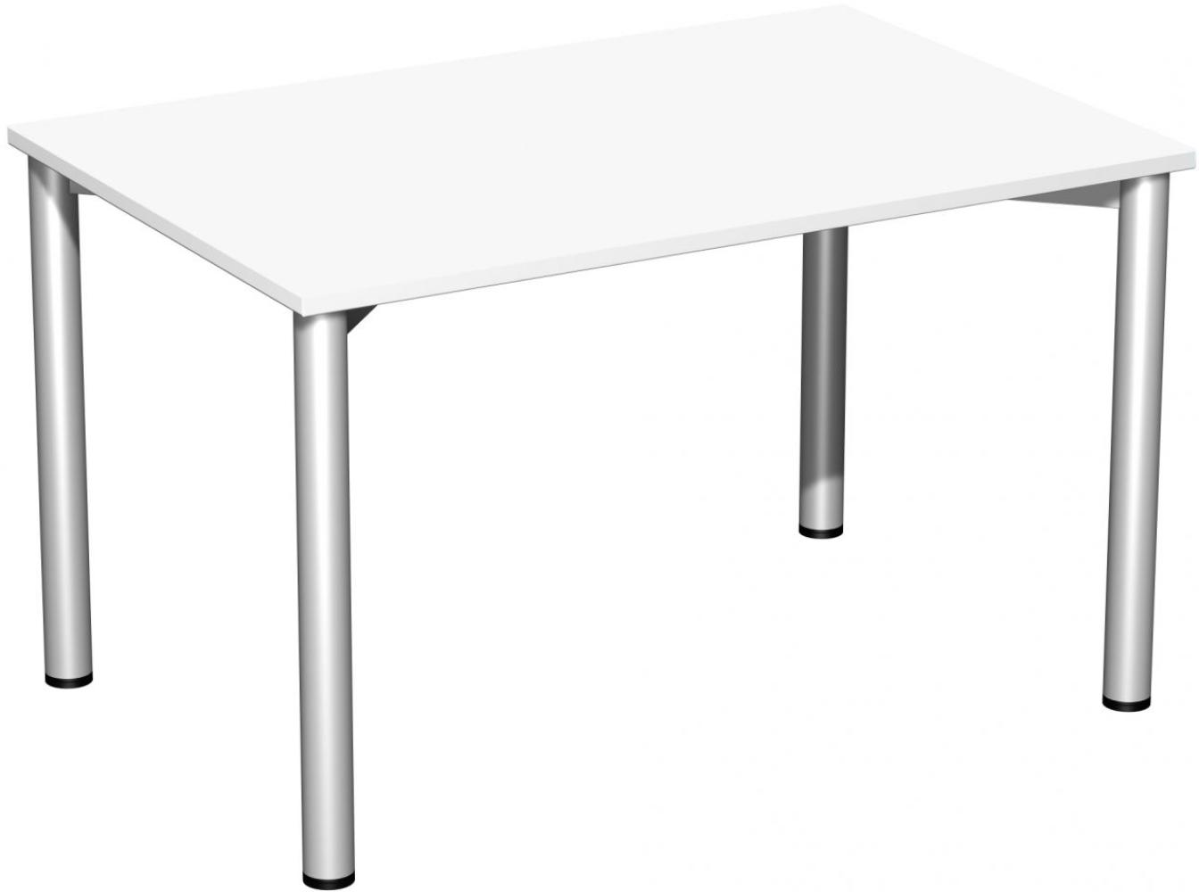 Schreibtisch, 120x80cm, Weiß / Silber Bild 1
