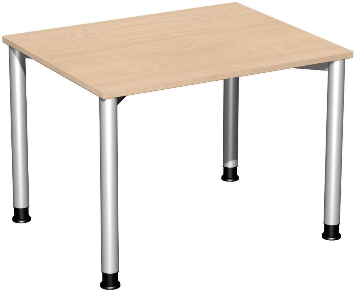Schreibtisch '4 Fuß Flex' höhenverstellbar, 100x80cm, Buche / Silber Bild 1