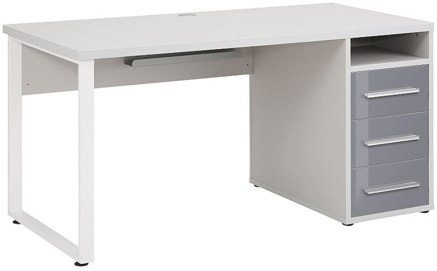 Maja Schreibtisch Computertisch, platingrau/ Grauglas, 150 x 75 x 70 cm Bild 1