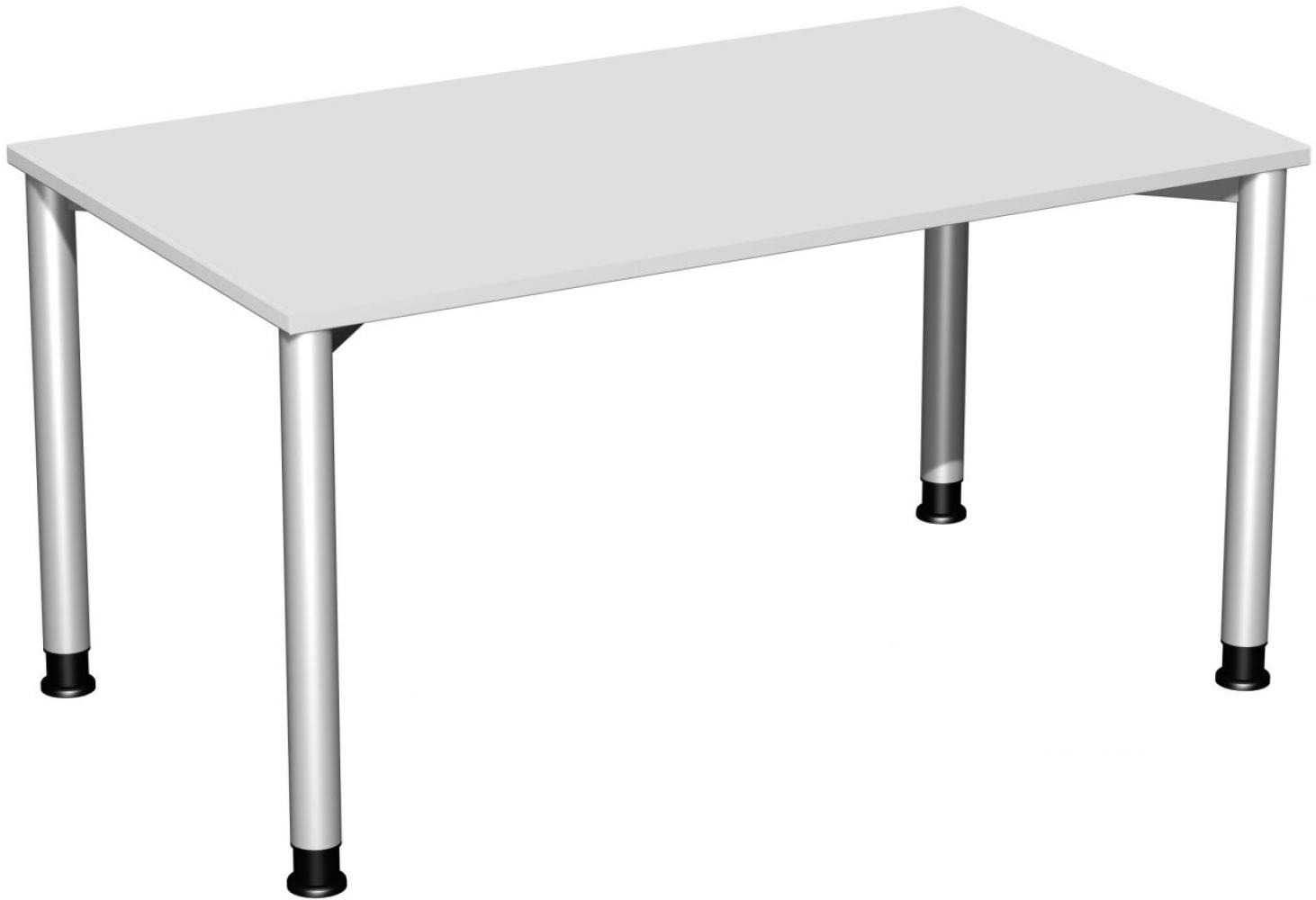 Schreibtisch '4 Fuß Flex', höhenverstellbar, 140x80cm, Lichtgrau / Silber Bild 1