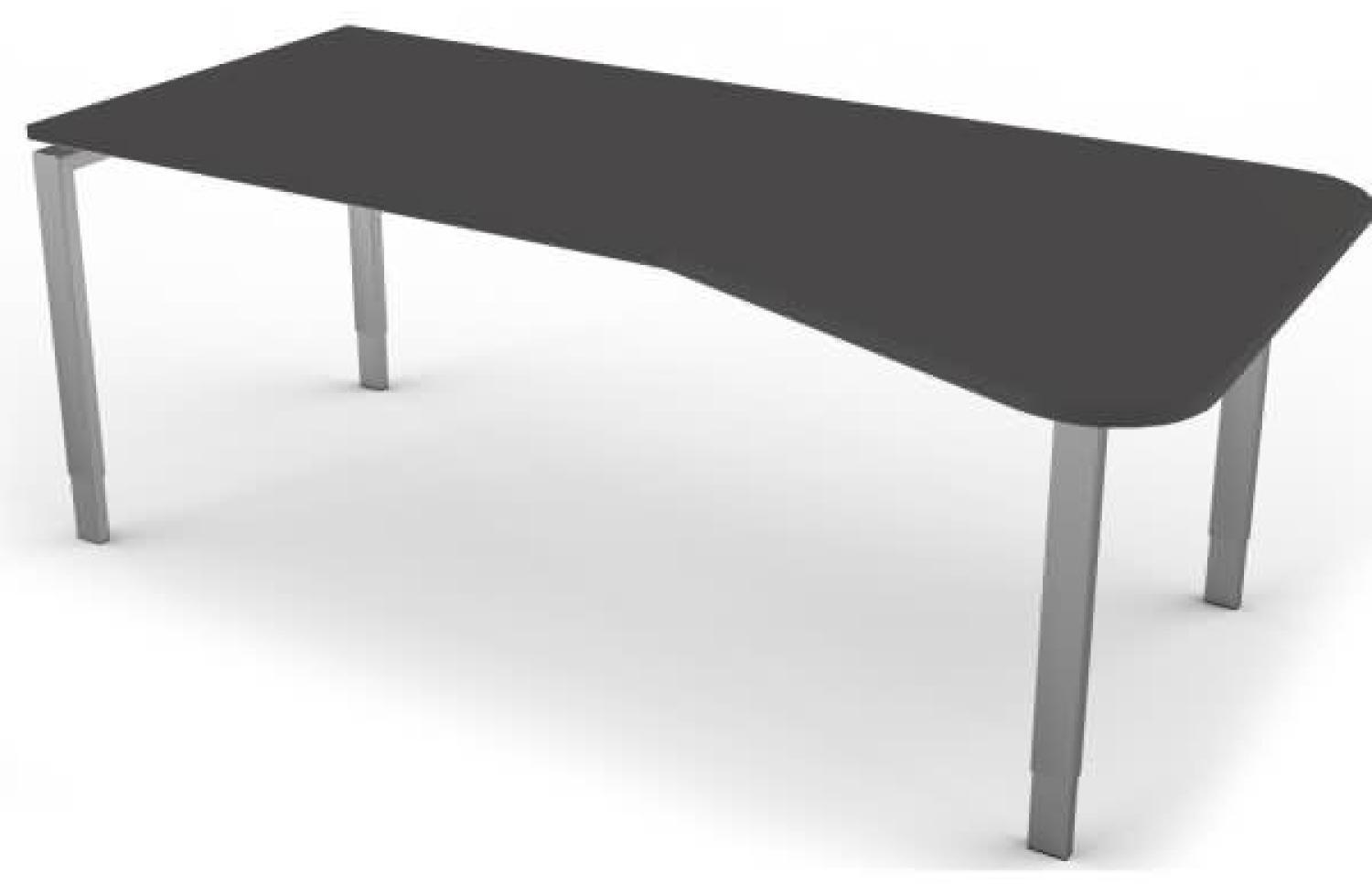 Freiformtisch mit 4-Bein-Gestell, 195x80 / 100cm, Anthrazit / Silber Bild 1