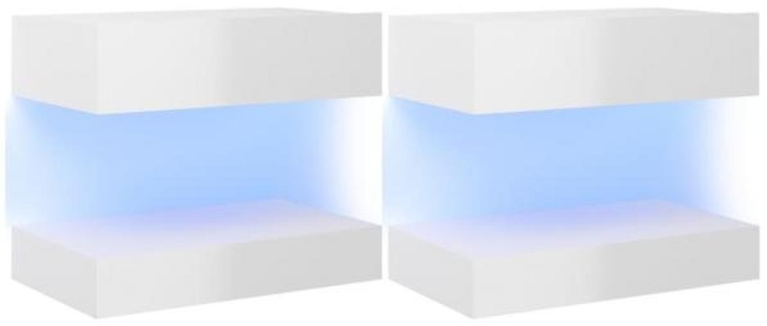 TV-Schränke mit LED-Leuchten 2 Stk. Hochglanz-Weiß 60x35 cm Bild 1