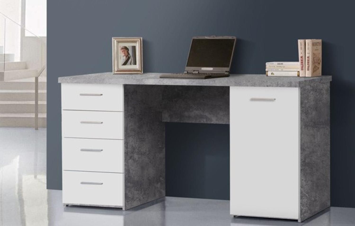 Schreibtisch PC-Tisch Computertisch 145x60cm weiß matt Bild 1
