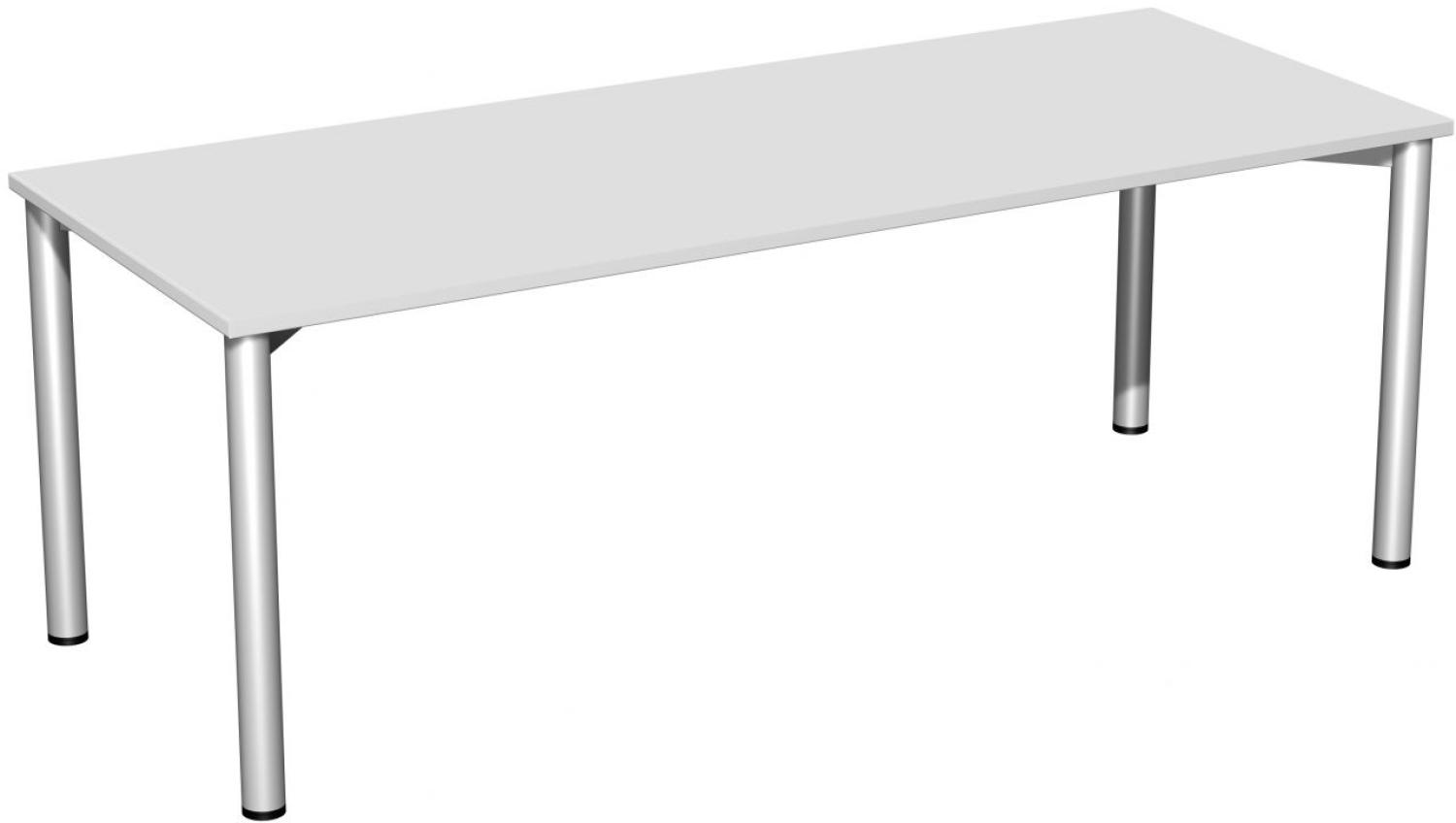 Schreibtisch '4 Fuß Flex', feste Höhe 200x80cm, Lichtgrau / Silber Bild 1