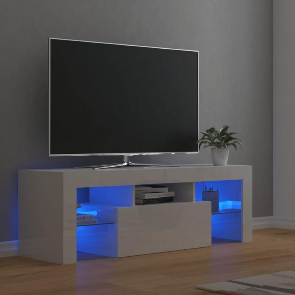 vidaXL TV-Schrank mit LED-Leuchten Hochglanz-Weiß 120x35x40 cm, Mit Beleuchtung [804352] Bild 1