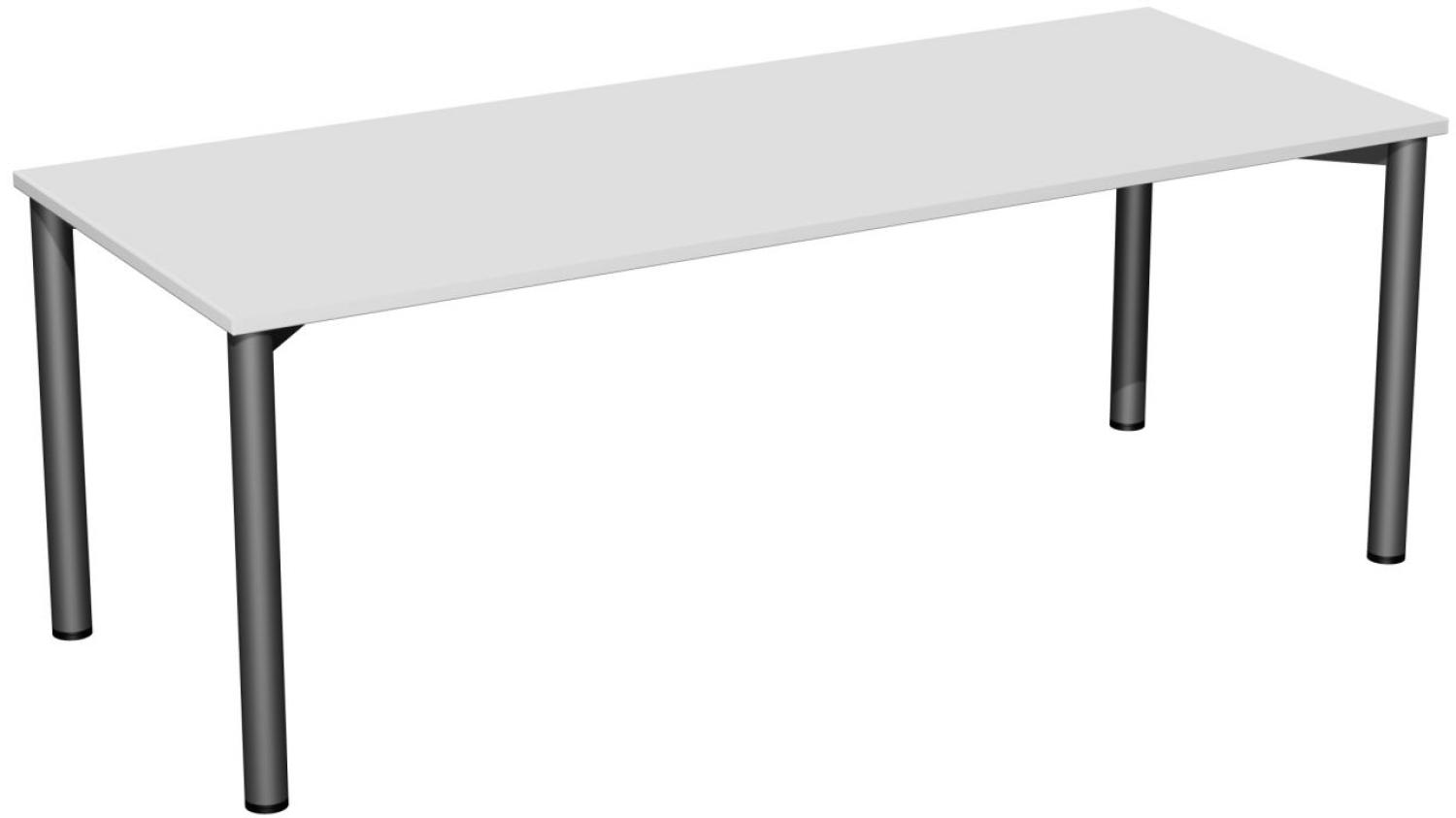 Schreibtisch '4 Fuß Flex', feste Höhe 200x80cm, Lichtgrau / Anthrazit Bild 1