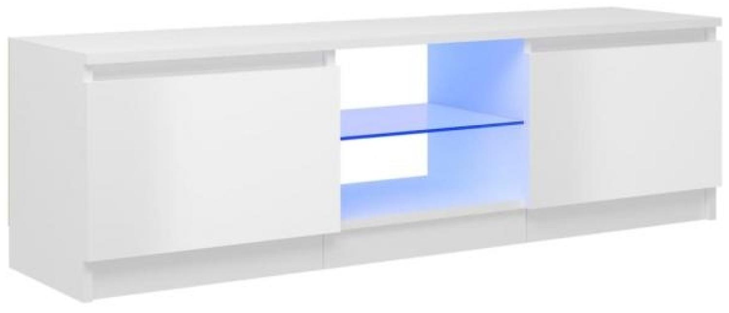 vidaXL TV-Schrank mit LED-Leuchten, Hochglanz-Weiß, 35,5 x 120 x 30 cm Bild 1