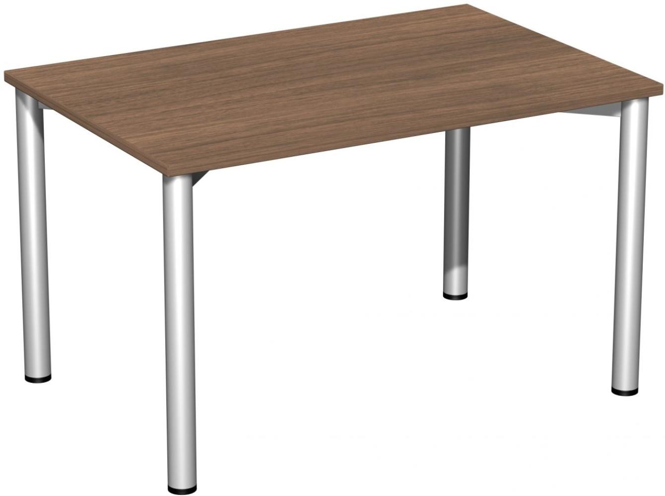 Schreibtisch '4 Fuß Flex', feste Höhe 120x80cm, Nussbaum / Silber Bild 1