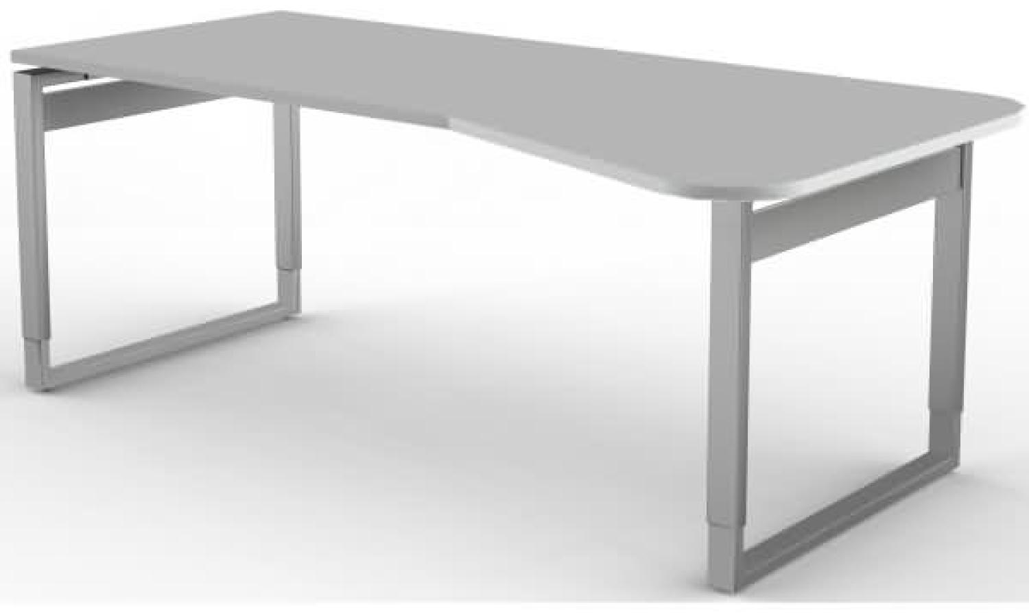 Freiformtisch, 195x80 / 100cm, O-Fuß (Form 3), Lichtgrau / Silber Bild 1