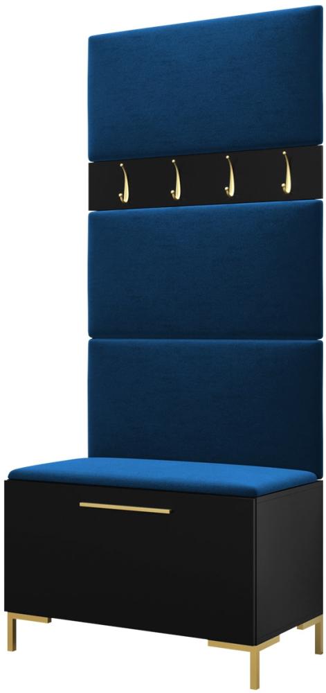 Garderoben-Set Zinetto III mit 4 Stück Gepolstertes Wandpaneel Pag 84x42 (Schwarz + Gold, Manila 26) Bild 1