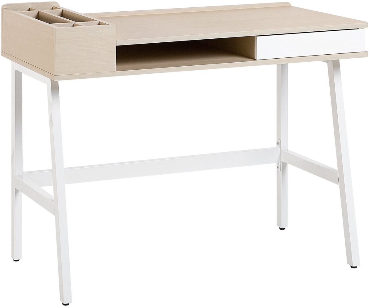 Schreibtisch weiß / heller Holzfarbton 100 x 55 cm PARAMARIBO Bild 1