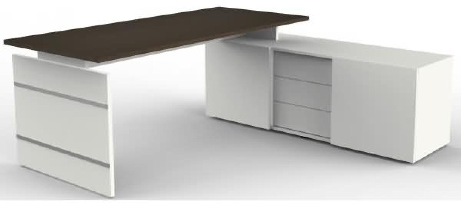 Form 4 Komplettarbeitsplatz, Eckkombination aus Schreibtisch und Sideboard, Weiß / Graphit Bild 1