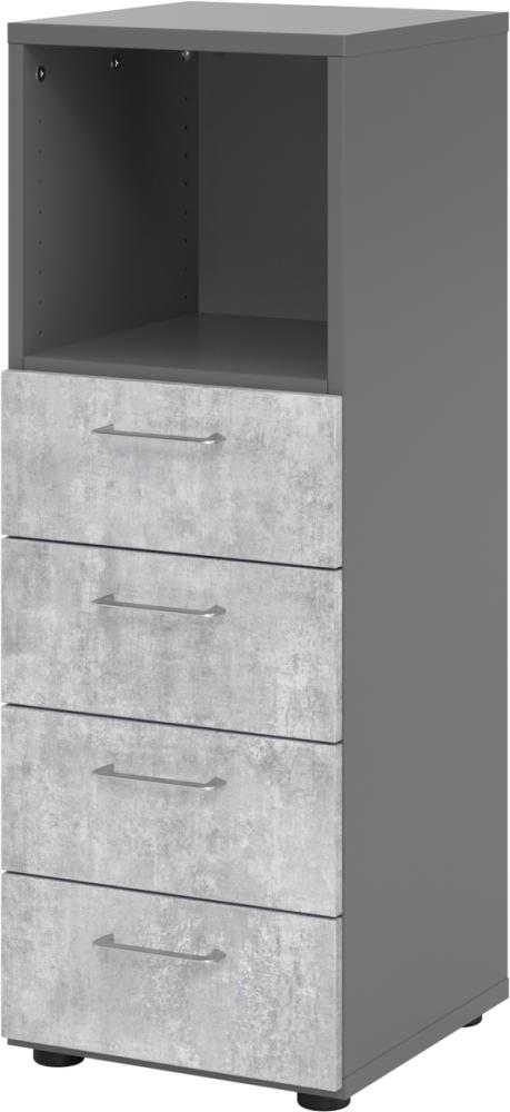 bümö® smart Schubladen Kombi mit 4 Schüben & 1 Regalfach in Graphit/Beton Bild 1