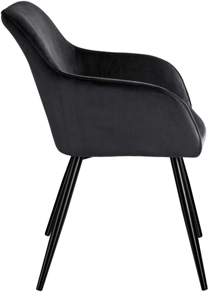 Stuhl Marilyn Samtoptik, schwarze Stuhlbeine - schwarz Bild 1