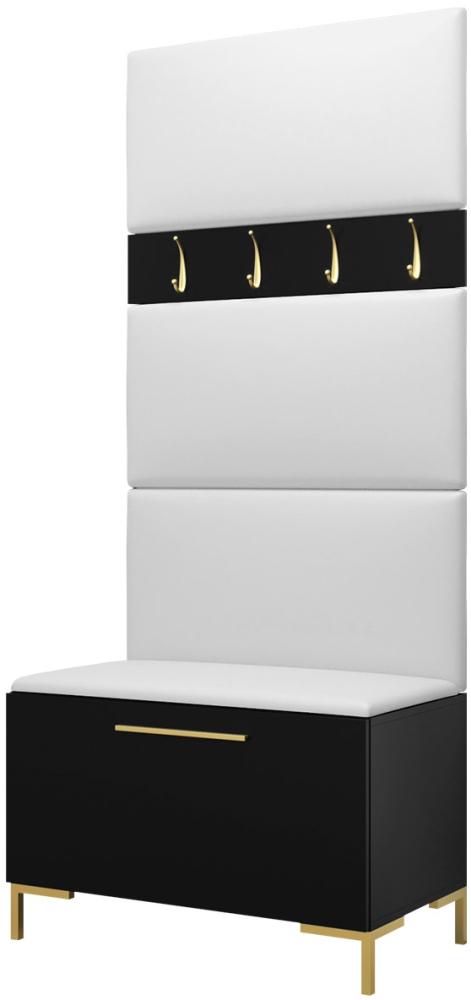 Garderoben-Set Zinetto III mit 4 Stück Gepolstertes Wandpaneel Pag 84x42 (Schwarz + Gold, Soft 017) Bild 1