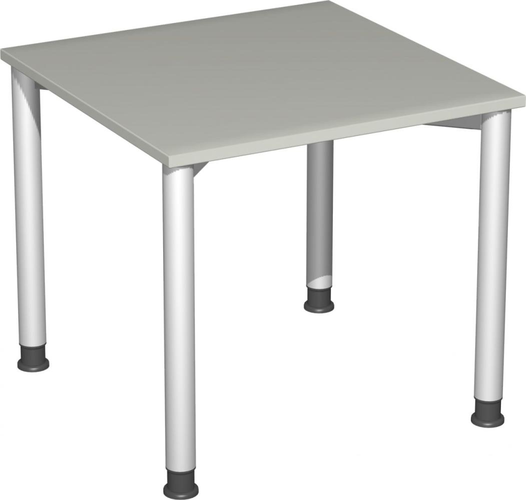 Schreibtisch, höhenverstellbar, 80x80cm, Lichtgrau / Silber Bild 1