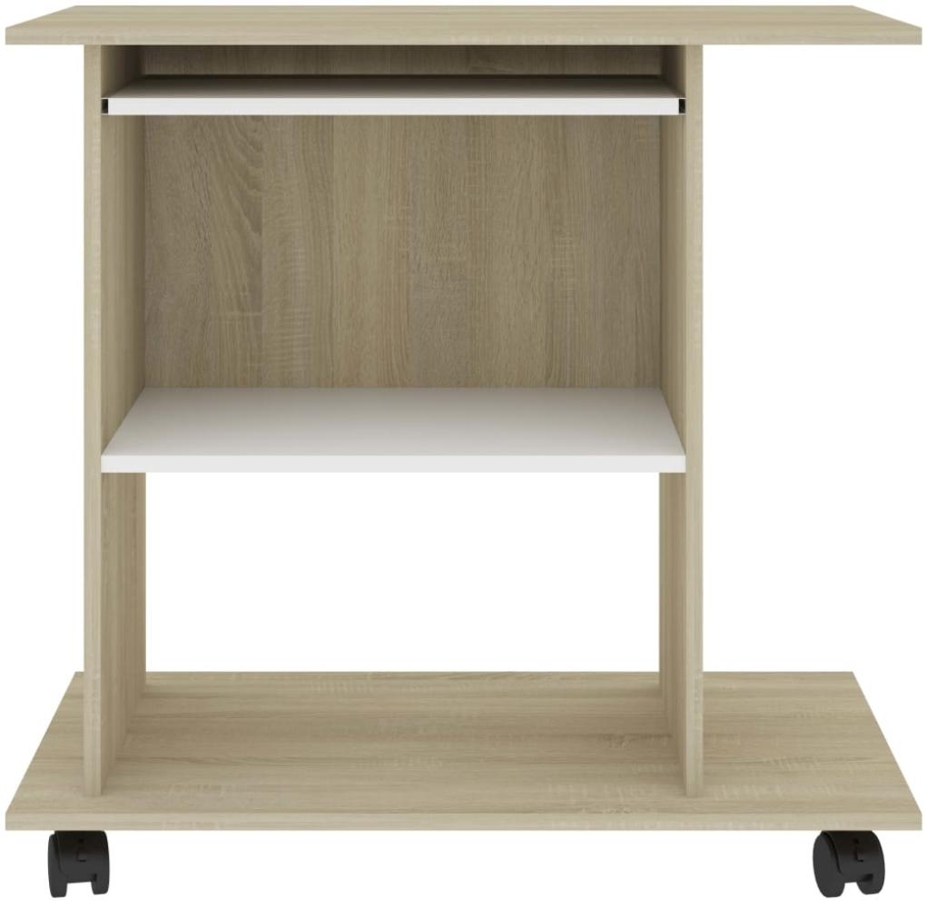 Schreibtisch Weiß und Sonoma-Eiche 80x50x75 cm Holzwerkstoff Bild 1
